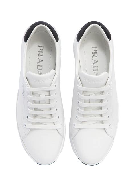 prada platform sneakers white|prada leather high top sneakers.